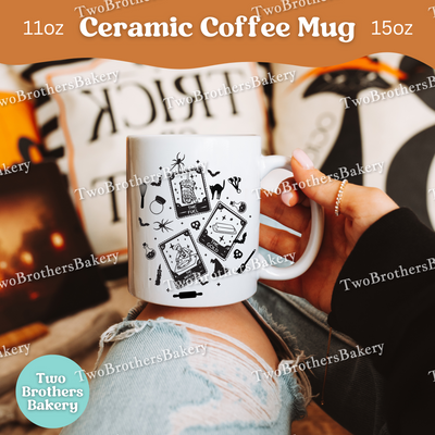 The Baker Tarot Card Halloween Mug, Spooky Baking Coffee Cup, Witchy Baker Gift, Fall Kitchen Decor, Baking Fuel Mug, Tarot Card Cup