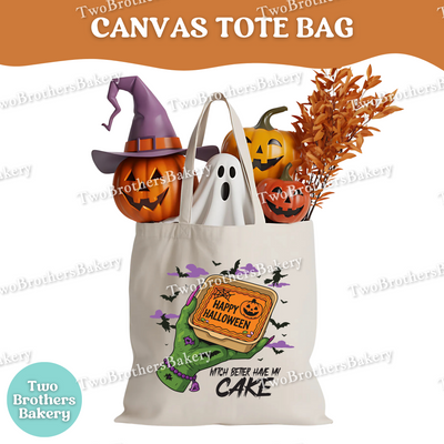 Halloween Cake Tote Bag, Witch Better Have My Cake, Canvas Tote for Bakers, Spooky Baking Gift, Trick or Treat Bag, Cake Lovers, Bento Cake