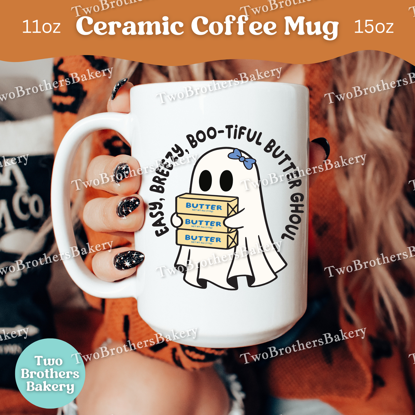 Easy Breezy Boo-tiful Butter Ghoul Mug, Cute Halloween Coffee Cup for Bakers, Butter Coffee Cup, Gift for Bakers & Butter Lovers, Cover Girl