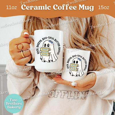 Easy Breezy Boo-tiful Butter Ghoul Mug, Cute Halloween Coffee Cup for Bakers, Butter Coffee Cup, Gift for Bakers & Butter Lovers, Cover Girl