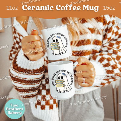 Easy Breezy Boo-tiful Butter Ghoul Mug, Cute Halloween Coffee Cup for Bakers, Butter Coffee Cup, Gift for Bakers & Butter Lovers, Cover Girl