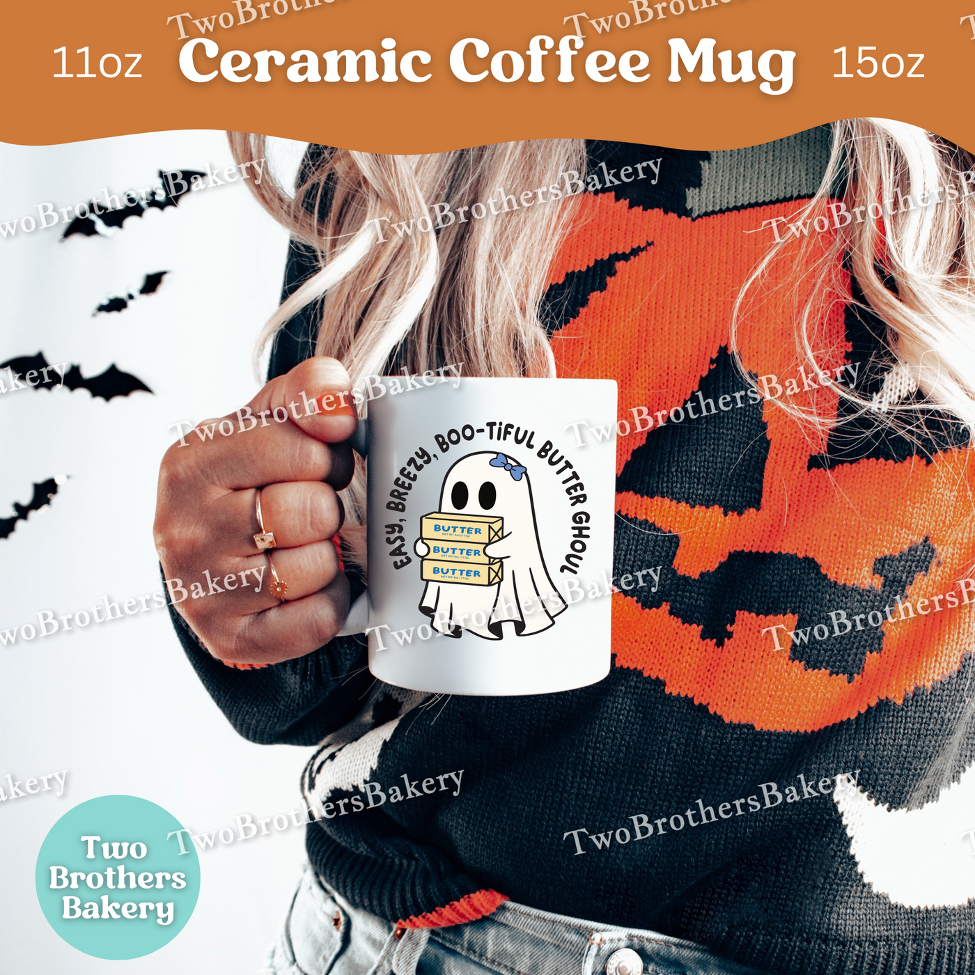 Easy Breezy Boo-tiful Butter Ghoul Mug, Cute Halloween Coffee Cup for Bakers, Butter Coffee Cup, Gift for Bakers & Butter Lovers, Cover Girl
