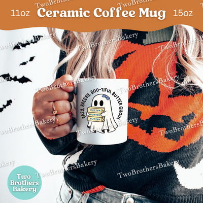 Easy Breezy Boo-tiful Butter Ghoul Mug, Cute Halloween Coffee Cup for Bakers, Butter Coffee Cup, Gift for Bakers & Butter Lovers, Cover Girl
