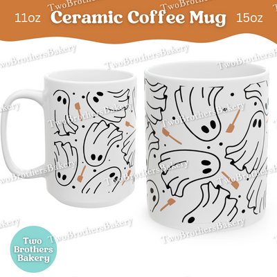 Baking Ghost Coffee Mug, Cute Halloween Coffee Cup for Bakers, Spooky Baker Coffee Cup, Gift for Bakers, Ghost Mug, Baking Tools Coffee Cup
