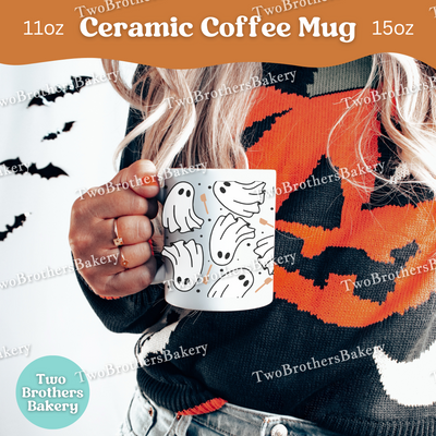 Baking Ghost Coffee Mug, Cute Halloween Coffee Cup for Bakers, Spooky Baker Coffee Cup, Gift for Bakers, Ghost Mug, Baking Tools Coffee Cup