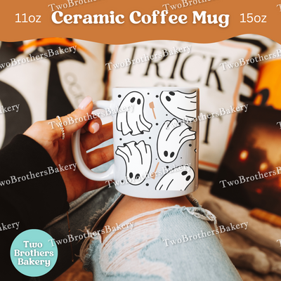 Baking Ghost Coffee Mug, Cute Halloween Coffee Cup for Bakers, Spooky Baker Coffee Cup, Gift for Bakers, Ghost Mug, Baking Tools Coffee Cup