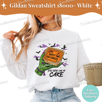 Halloween Cake Sweatshirt, Witch Better Have My Cake, Gildan Unisex Crewneck for Bakers, Spooky Baker Pullover, Halloween Bento Cake