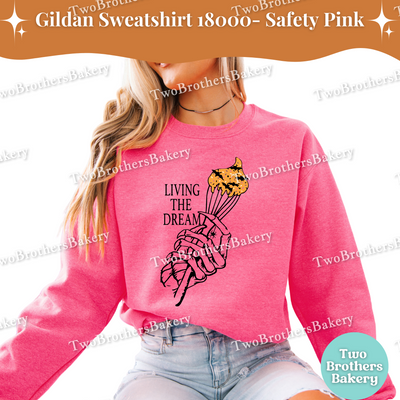 Living the Dream Halloween Baking Sweatshirt, Skeleton Hand Sweatshirt, Cute Spooky Fall Baker Crewneck, Spooky Baker, Halloween Baking Top