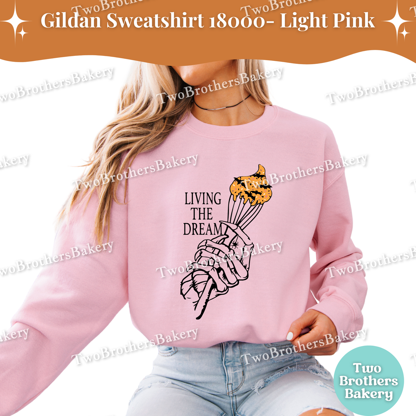 Living the Dream Halloween Baking Sweatshirt, Skeleton Hand Sweatshirt, Cute Spooky Fall Baker Crewneck, Spooky Baker, Halloween Baking Top
