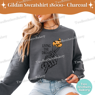 Living the Dream Halloween Baking Sweatshirt, Skeleton Hand Sweatshirt, Cute Spooky Fall Baker Crewneck, Spooky Baker, Halloween Baking Top