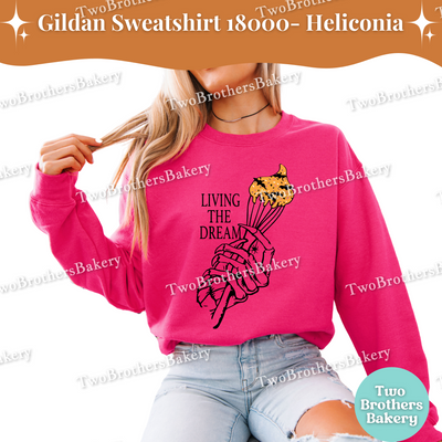 Living the Dream Halloween Baking Sweatshirt, Skeleton Hand Sweatshirt, Cute Spooky Fall Baker Crewneck, Spooky Baker, Halloween Baking Top