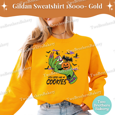 Halloween Cookie Sweatshirt, Witch Better Have My Cookies, Gildan Unisex Crewneck for Bakers, Spooky Baking Pullover, Halloween Cookies