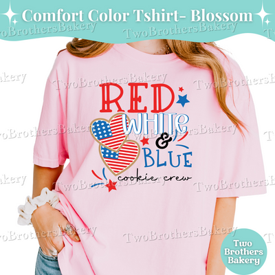 Red White and Blue Cookie Crew Shirt, 4th of July Baking Tee, Patriotic Cookie Baker Shirt, Comfort Colors T-Shirt, USA Bakery Top, S-4XL
