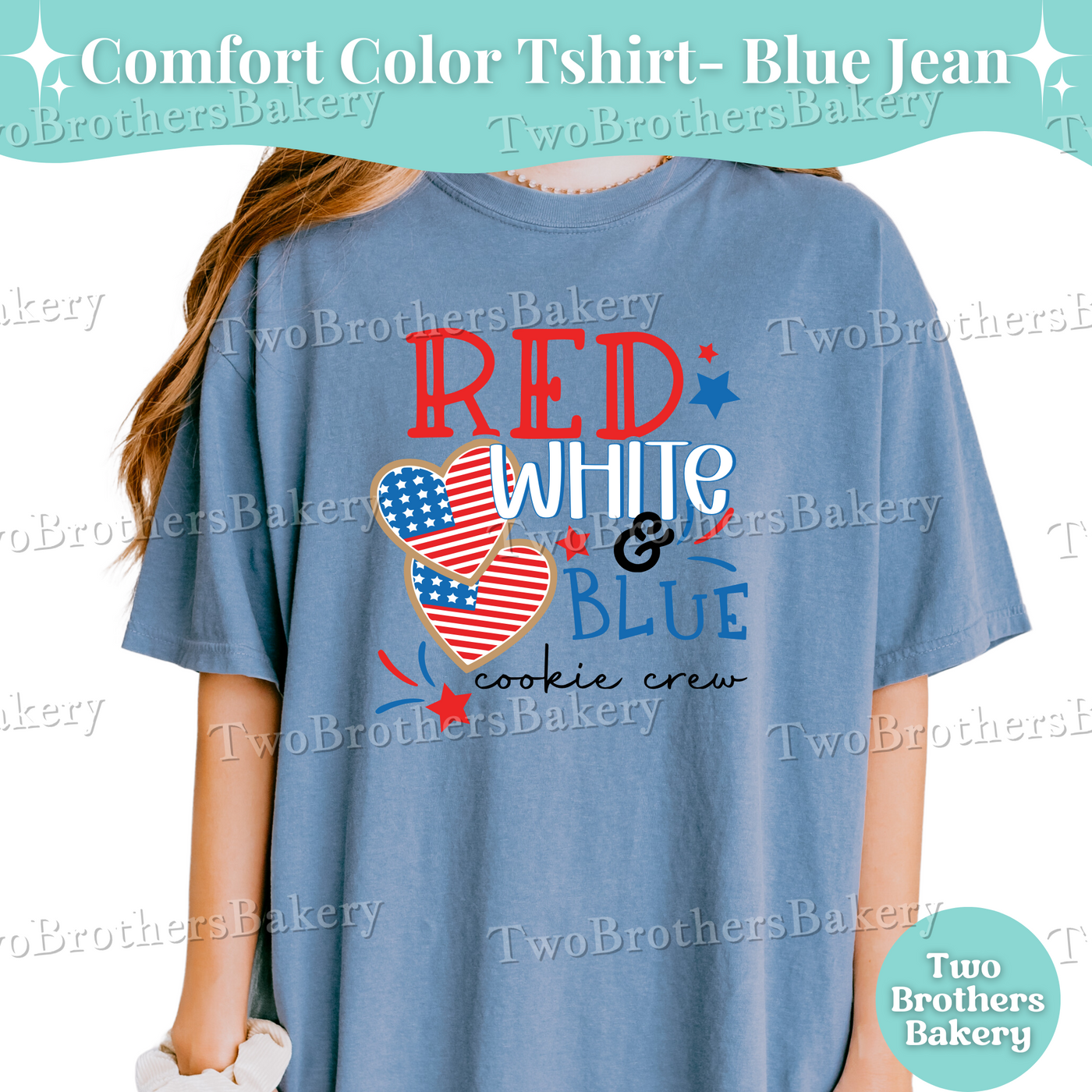 Red White and Blue Cookie Crew Shirt, 4th of July Baking Tee, Patriotic Cookie Baker Shirt, Comfort Colors T-Shirt, USA Bakery Top, S-4XL