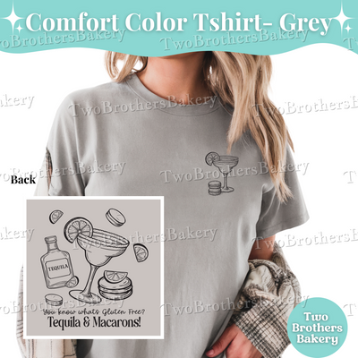 Tequila and Macarons T-Shirt, Gluten Free Baker Tee, Funny Margarita Shirt,  Macaron Lover Gift, Celiac Disease Gift Idea, Baking Humor Tee