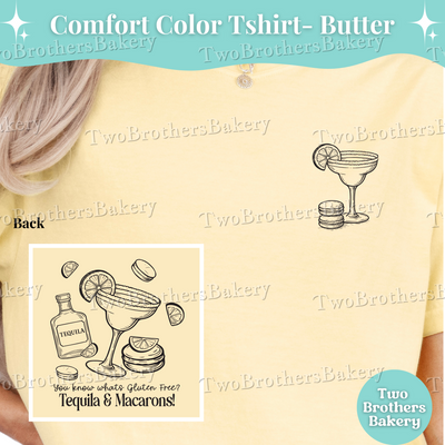 Tequila and Macarons T-Shirt, Gluten Free Baker Tee, Funny Margarita Shirt,  Macaron Lover Gift, Celiac Disease Gift Idea, Baking Humor Tee