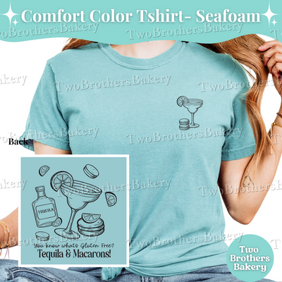 Tequila and Macarons T-Shirt, Gluten Free Baker Tee, Funny Margarita Shirt,  Macaron Lover Gift, Celiac Disease Gift Idea, Baking Humor Tee