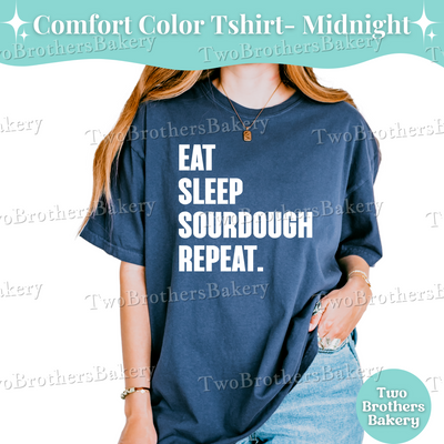 Eat Sleep Sourdough Repeat Shirt, Sourdough Baker Shirt, Bakery Tee, Sourdough Bread Lover Gift, Cottage Bakery Uniform, Bread Baking Shirt