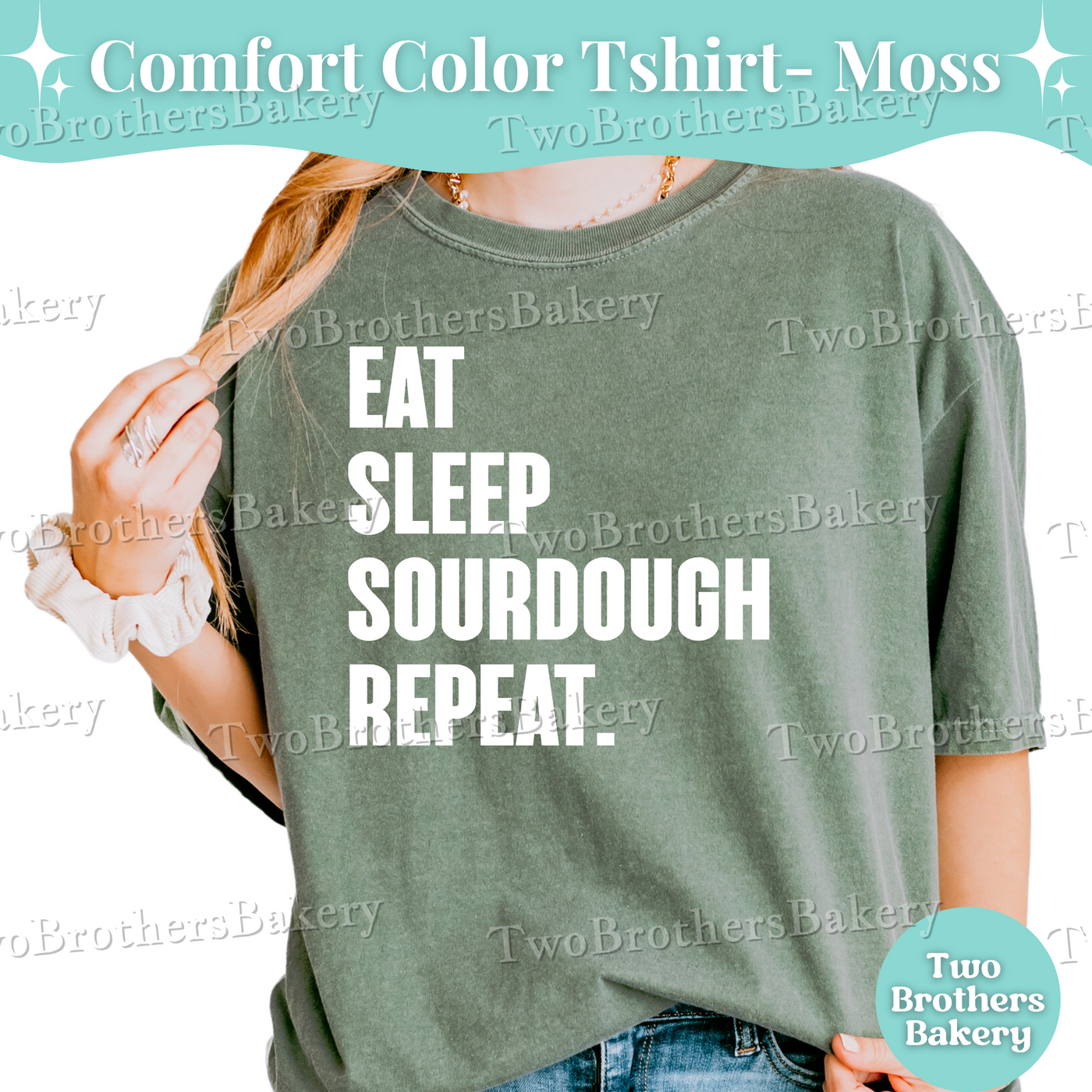 Eat Sleep Sourdough Repeat Shirt, Sourdough Baker Shirt, Bakery Tee, Sourdough Bread Lover Gift, Cottage Bakery Uniform, Bread Baking Shirt