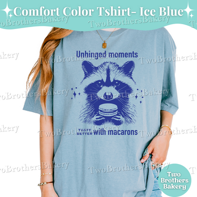 Unhinged Moments Taste Better with Macarons T-Shirt, Funny Macaron Baker Tee, Vintage Raccoon Tee, Anxious Bakers Tshirt, Macaron Baking Tee