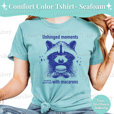 Unhinged Moments Taste Better with Macarons T-Shirt, Funny Macaron Baker Tee, Vintage Raccoon Tee, Anxious Bakers Tshirt, Macaron Baking Tee