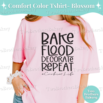 Bake Flood Decorate Repeat Shirt, Cookie Artist Shirt, Cookie T-Shirt, Cookie Decorator Gift, Cookier Life Tee, Cookie Artist Gift Ideas