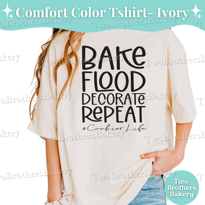 Bake Flood Decorate Repeat Shirt, Cookie Artist Shirt, Cookie T-Shirt, Cookie Decorator Gift, Cookier Life Tee, Cookie Artist Gift Ideas