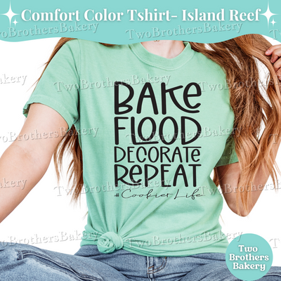 Bake Flood Decorate Repeat Shirt, Cookie Artist Shirt, Cookie T-Shirt, Cookie Decorator Gift, Cookier Life Tee, Cookie Artist Gift Ideas