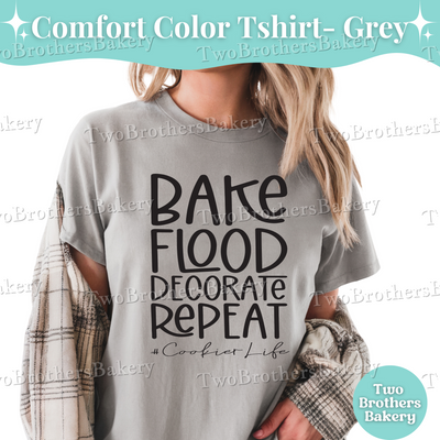 Bake Flood Decorate Repeat Shirt, Cookie Artist Shirt, Cookie T-Shirt, Cookie Decorator Gift, Cookier Life Tee, Cookie Artist Gift Ideas