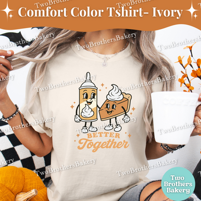 Better Together Tee, Thanksgiving Baking Shirt, Pumpkin Pie Whipped Cream, Fall Baking Tee, Retro Thanksgiving Pie Tee, Family Matching Pie