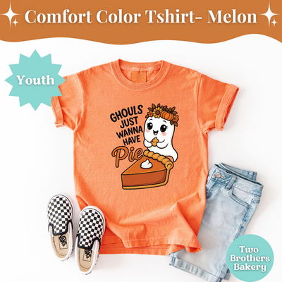 Ghouls Just Wanna Have Pie, Kids Fall Baking Shir, Kids Halloween Tee, Pumpkin Pie Lover Youth T-Shirt, Cute Thanksgiving Baking Outfit