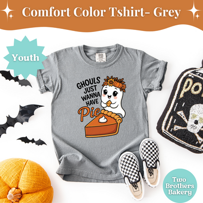 Ghouls Just Wanna Have Pie, Kids Fall Baking Shir, Kids Halloween Tee, Pumpkin Pie Lover Youth T-Shirt, Cute Thanksgiving Baking Outfit