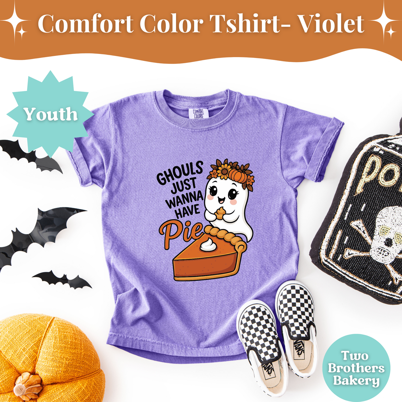 Ghouls Just Wanna Have Pie, Kids Fall Baking Shir, Kids Halloween Tee, Pumpkin Pie Lover Youth T-Shirt, Cute Thanksgiving Baking Outfit