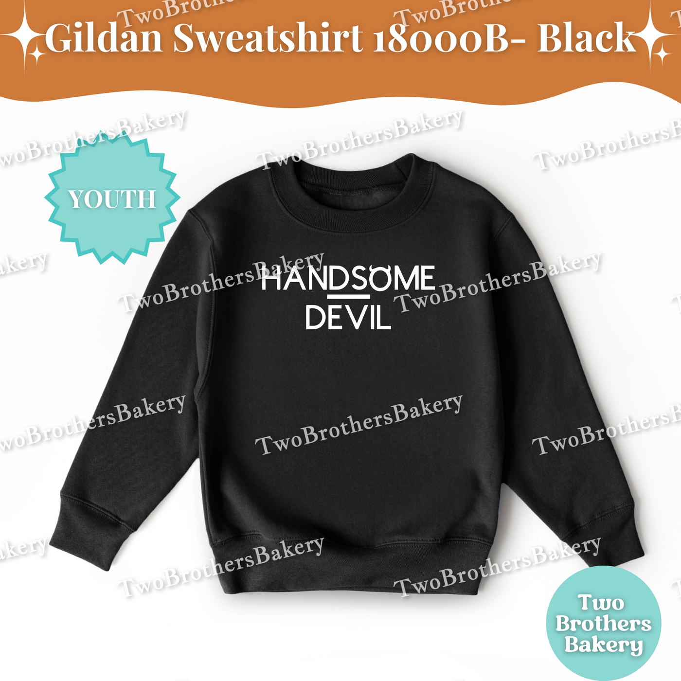 Handsome Devil Sweatshirt, Kids Halloween Sweatshirt, Gildan Youth Crewneck, Minimalist Fall Boys Top, Spooky Sinner Pullover, Devil Top