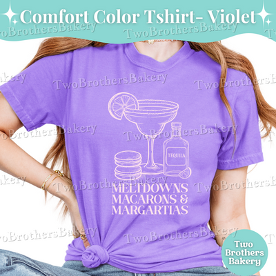 Meltdowns Macarons Margaritas Shirt, Comfort Colors Baker Tee, Funny Macaron T-Shirt, Summer Baking Shirt, Cottage Bakery Gift, Macaron Mom
