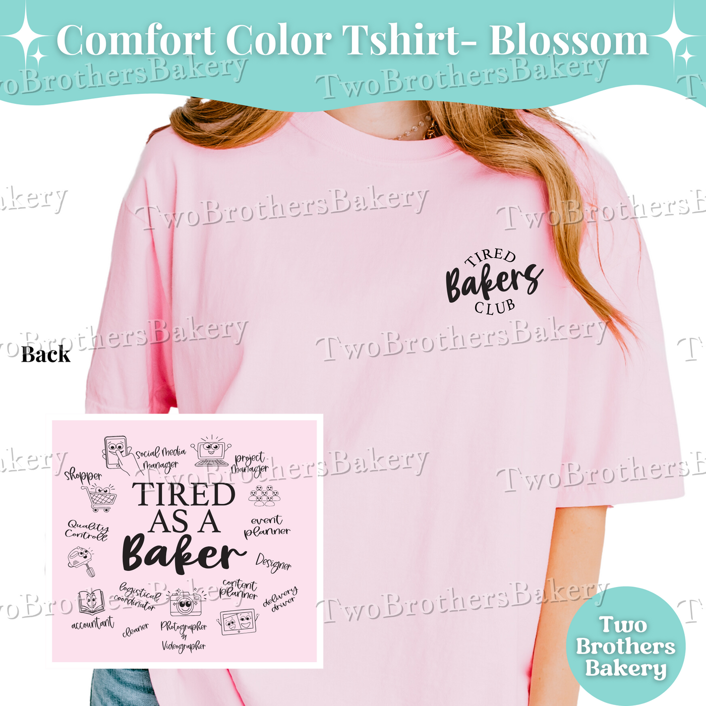 Tired Bakers Club Shirt, Funny Baking Shirt, Home Bakery Owner Tee, Baker Front Back Shirt, Small Business Shirt, Cottage Baker Gift