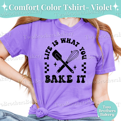 Life Is What You Bake It Shirt, Cute Baking Tee, Home Baker Gift, Positive Baking T-Shirt, Retro Spatula Whisk Design, Gift for Bakers