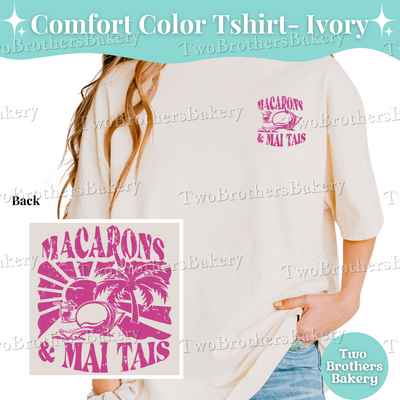 Macaron Baker Summer Shirt, Macarons & Mai Tais Tee, Comfort Colors T-Shirt, Vintage Neon Pink Baking Shirt, Summer Vacation Baker Shirt