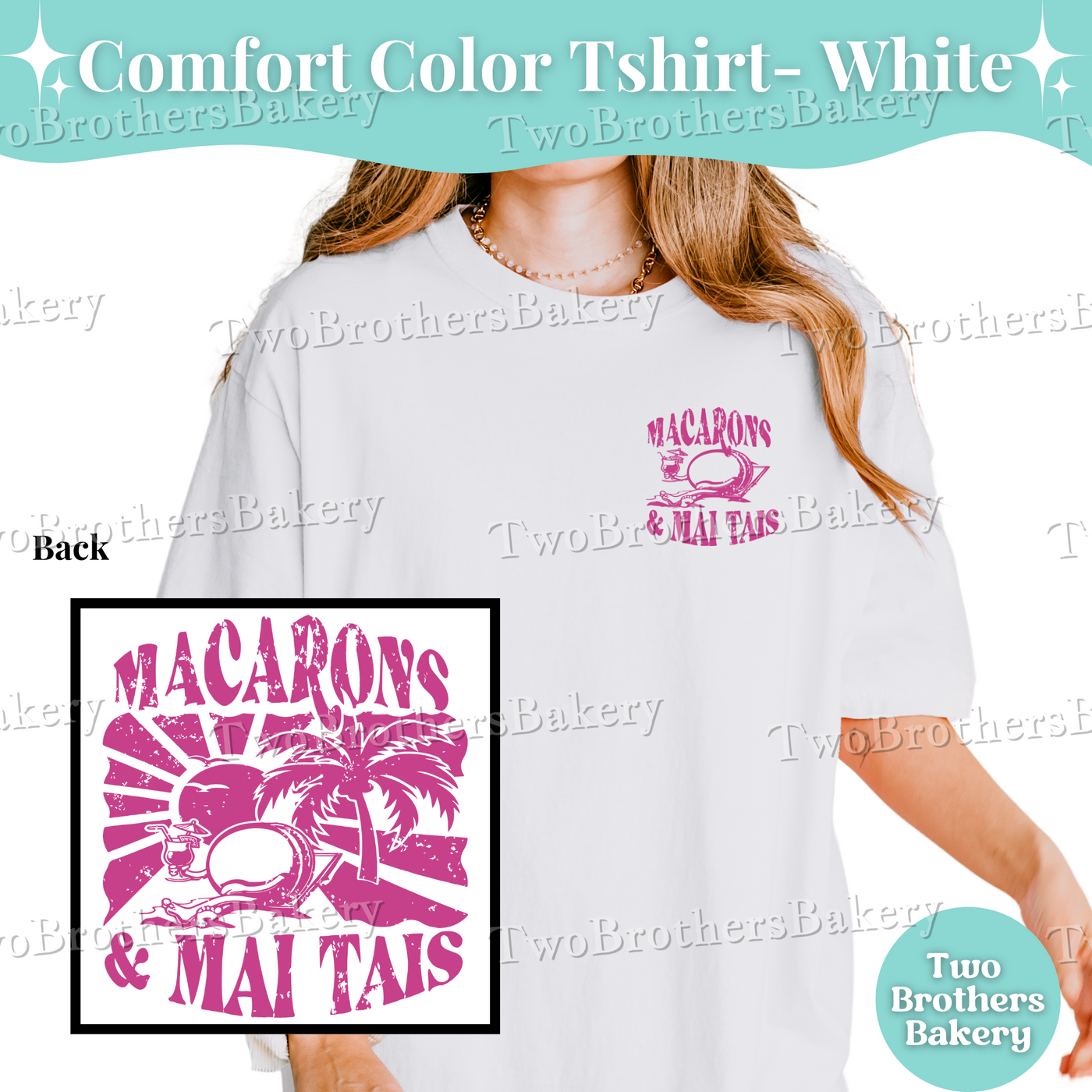 Macaron Baker Summer Shirt, Macarons & Mai Tais Tee, Comfort Colors T-Shirt, Vintage Neon Pink Baking Shirt, Summer Vacation Baker Shirt