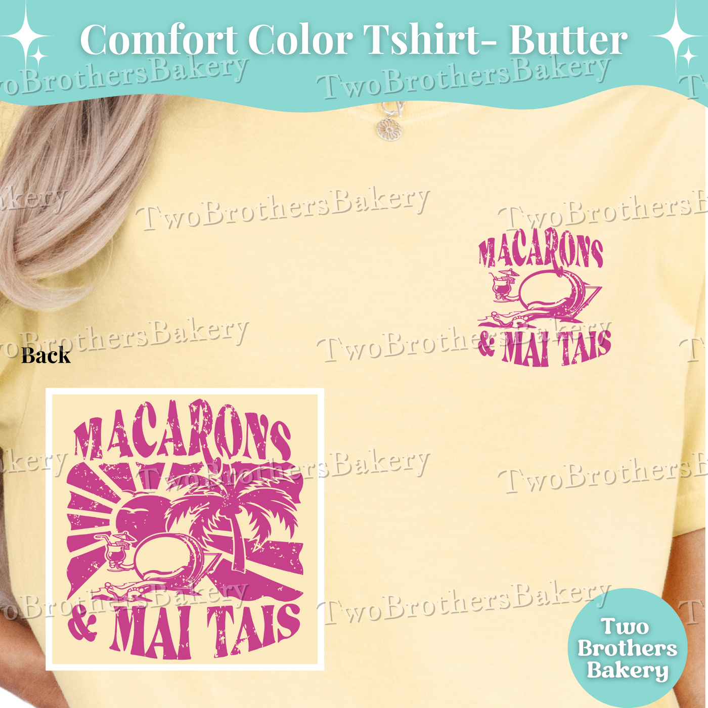 Macaron Baker Summer Shirt, Macarons & Mai Tais Tee, Comfort Colors T-Shirt, Vintage Neon Pink Baking Shirt, Summer Vacation Baker Shirt