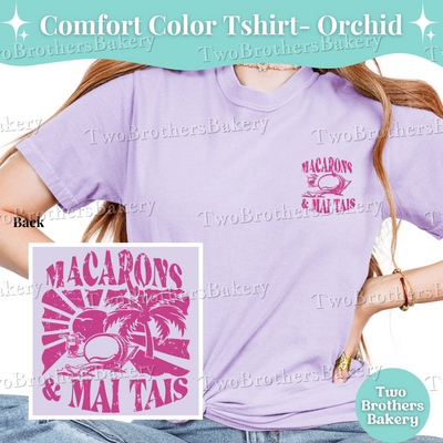 Macaron Baker Summer Shirt, Macarons & Mai Tais Tee, Comfort Colors T-Shirt, Vintage Neon Pink Baking Shirt, Summer Vacation Baker Shirt