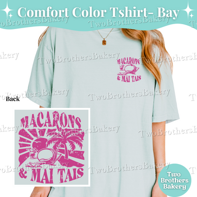 Macaron Baker Summer Shirt, Macarons & Mai Tais Tee, Comfort Colors T-Shirt, Vintage Neon Pink Baking Shirt, Summer Vacation Baker Shirt