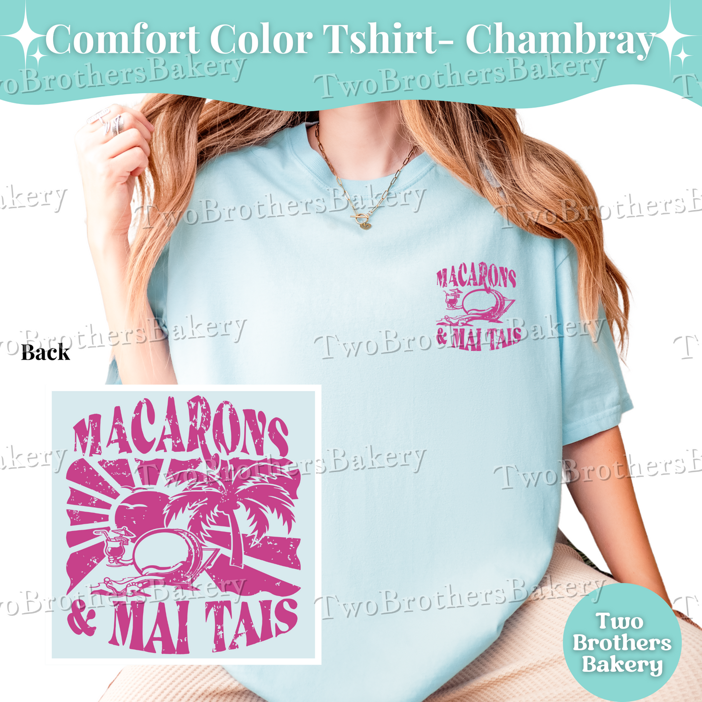 Macaron Baker Summer Shirt, Macarons & Mai Tais Tee, Comfort Colors T-Shirt, Vintage Neon Pink Baking Shirt, Summer Vacation Baker Shirt