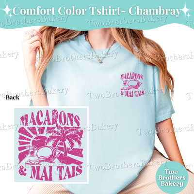 Macaron Baker Summer Shirt, Macarons & Mai Tais Tee, Comfort Colors T-Shirt, Vintage Neon Pink Baking Shirt, Summer Vacation Baker Shirt