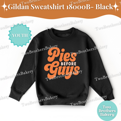 Pies Before Guys Kids Sweatshirt, Fall Thanksgiving Youth Baking Shirt, Cute Retro Pie Lover Top, Autumn Gildan Crewneck, Pie Lover Sweater