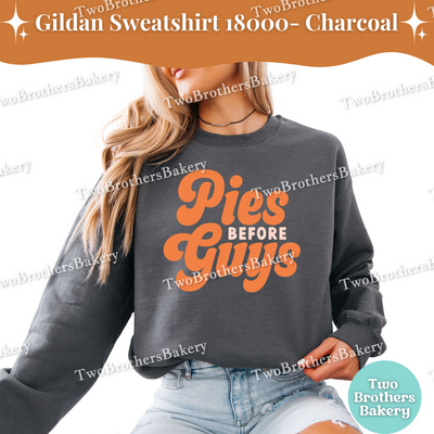 Pies Before Guys Sweatshirt, Retro Thanksgiving Baking Fall Crewneck, Funny Foodie Gift for Bakers & Pie Lovers, Friendsgiving Sweater