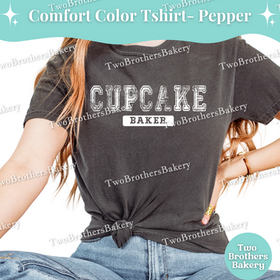 Cupcake Baker, Distressed Varsity Baking Tee, Matching Family Baking Tees, Cupcake Lover Gift, Mommy and Me Cupcake Tees, Cupcake Bakery