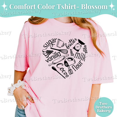 Baker Heart Shirt, Baking Ingredients Tee, Cute Gift for Bakers, Cottage Bakery Top, Kitchen Lover Tee, Baking Mom Shirt, Baking Tools Tee