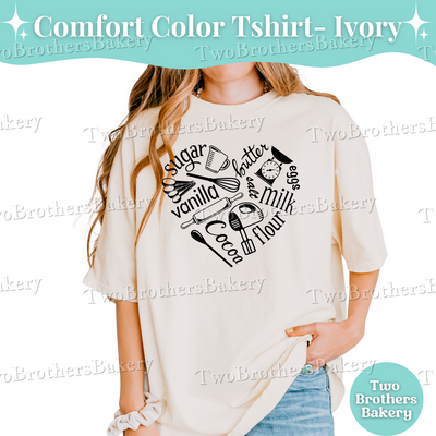 Baker Heart Shirt, Baking Ingredients Tee, Cute Gift for Bakers, Cottage Bakery Top, Kitchen Lover Tee, Baking Mom Shirt, Baking Tools Tee