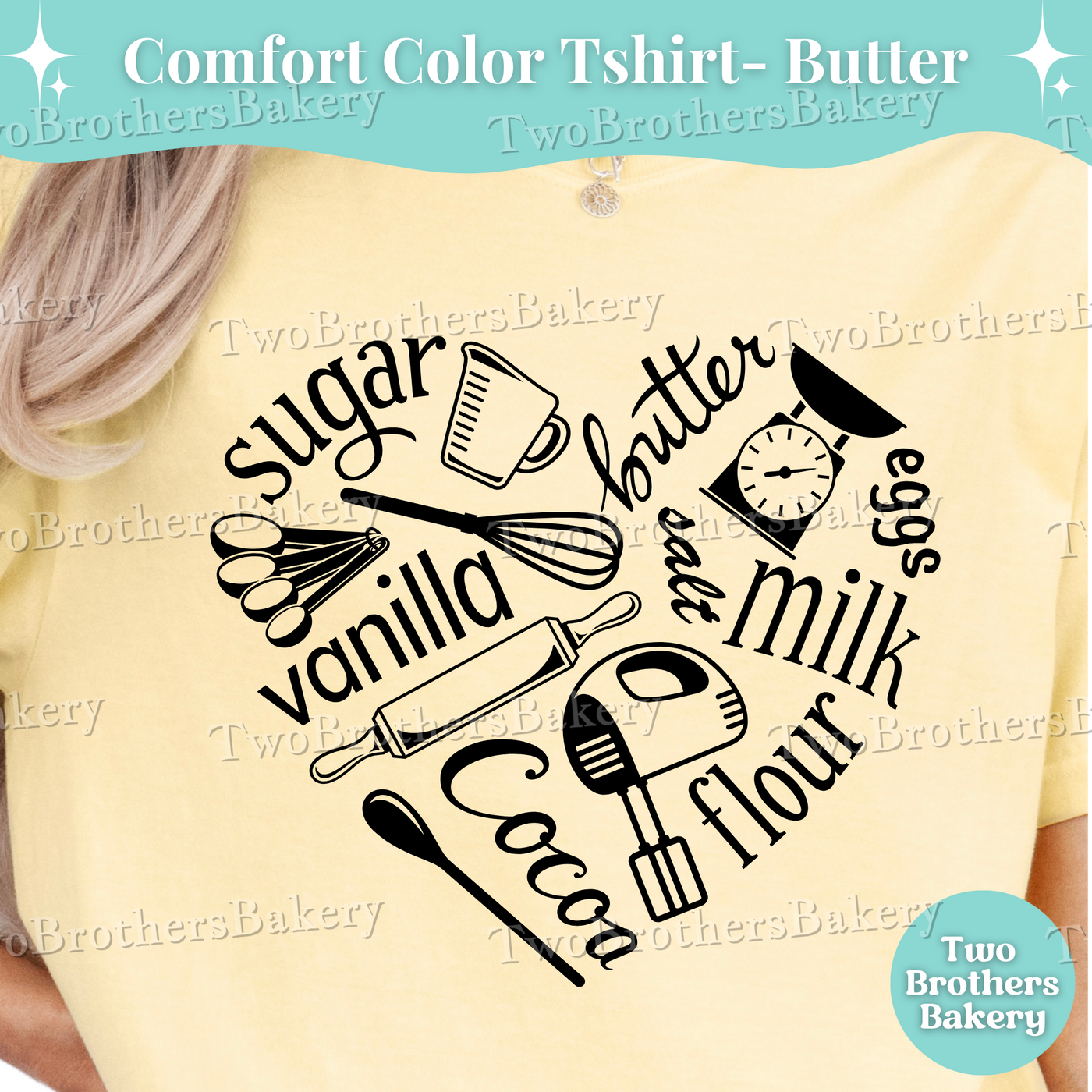 Baker Heart Shirt, Baking Ingredients Tee, Cute Gift for Bakers, Cottage Bakery Top, Kitchen Lover Tee, Baking Mom Shirt, Baking Tools Tee